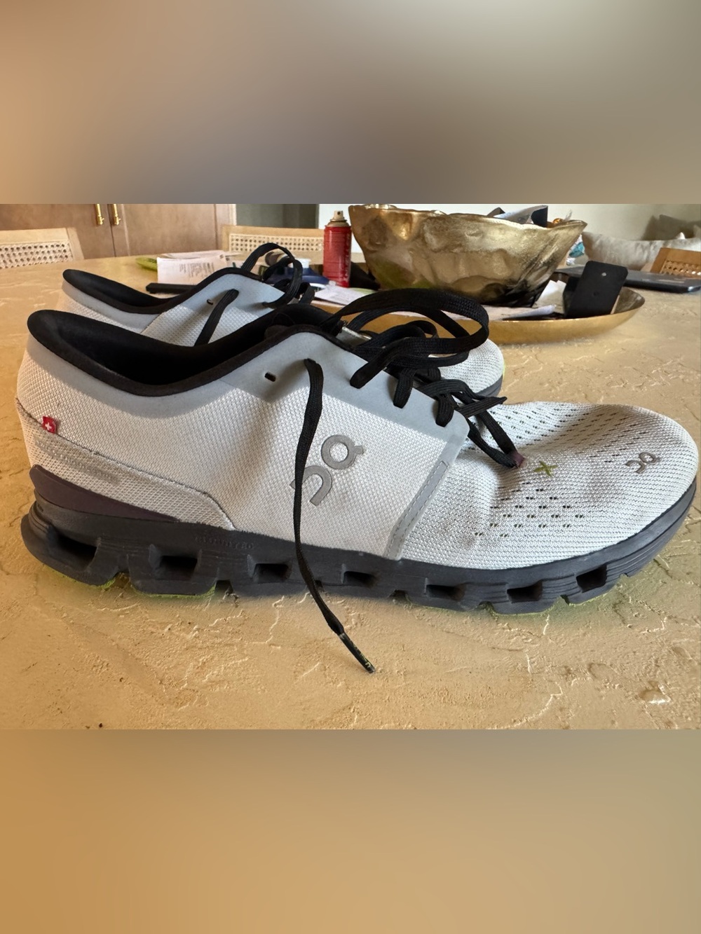 On Running Men's Athletic Sneakers in White and Black, size 13
